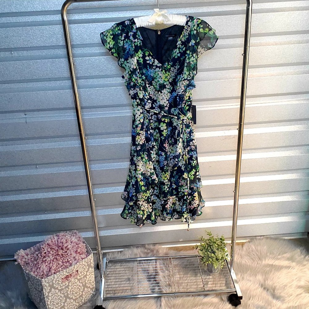 Tommy Hilfiger Navy Floral Chiffon Dress